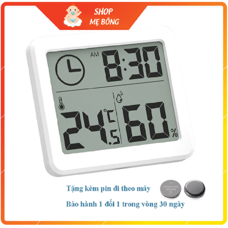 Nhiệt ẩm kế điện tử 3 trong 1 nhiệt kế phòng đo nhiệt độ và độ ẩm chính xác cao (tặng kèm pin cúc áo CR2032) nhập khẩu