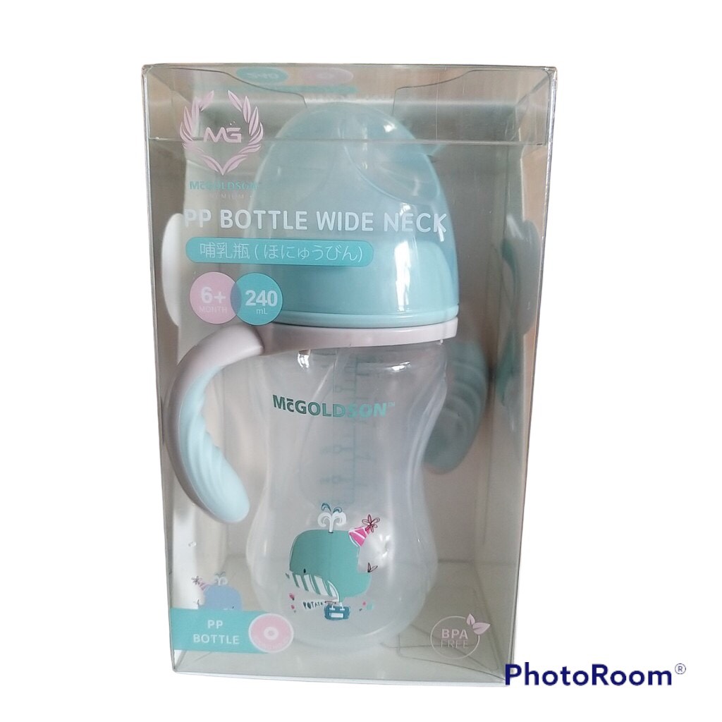 Bình Sữa PP Cổ Rộng McGOLDSON 180ml MẪU MỚI (tặng thêm 1 núm vú cổ rộng)