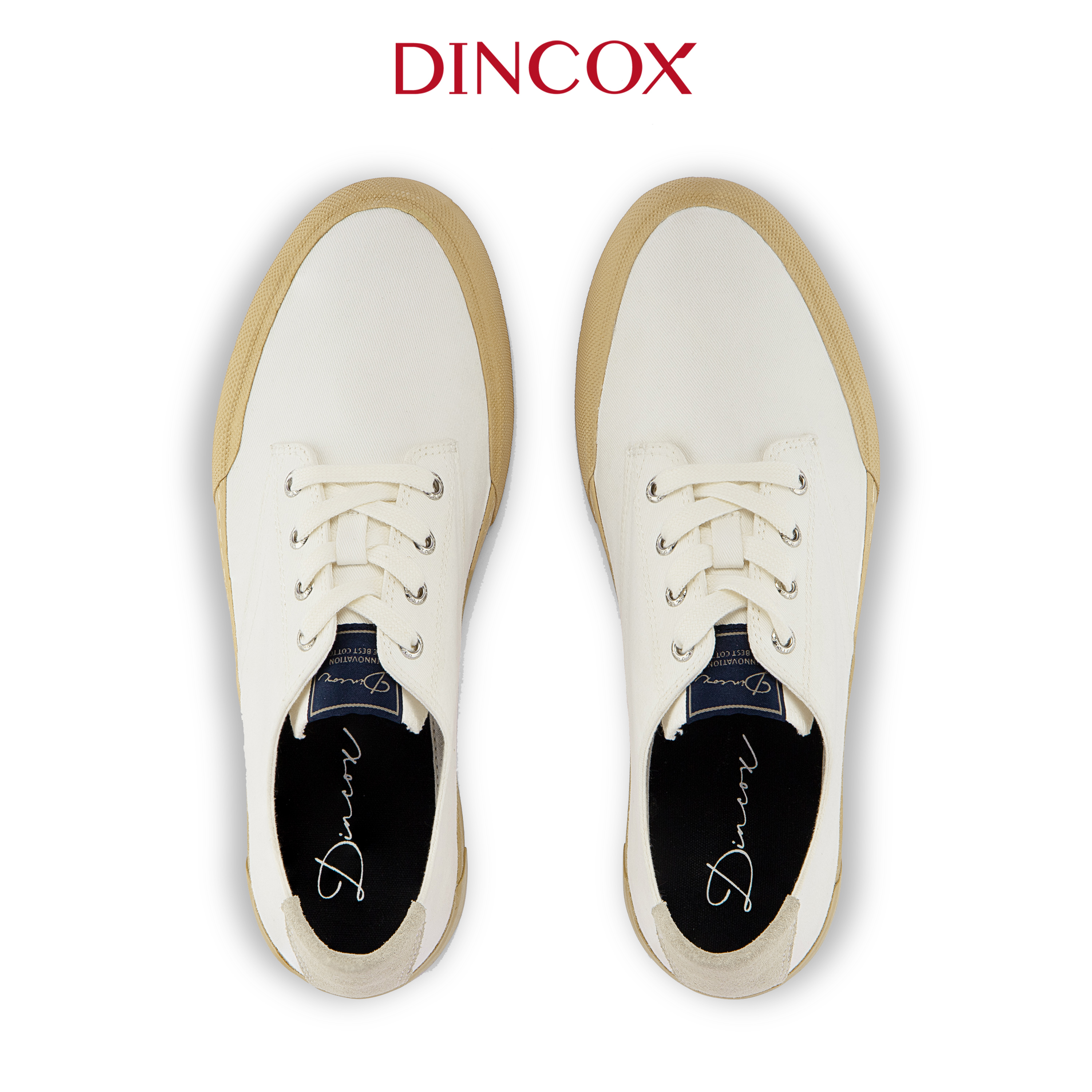 Giày Sneaker Dincox Vải Canvas Nam Nữ E22 White