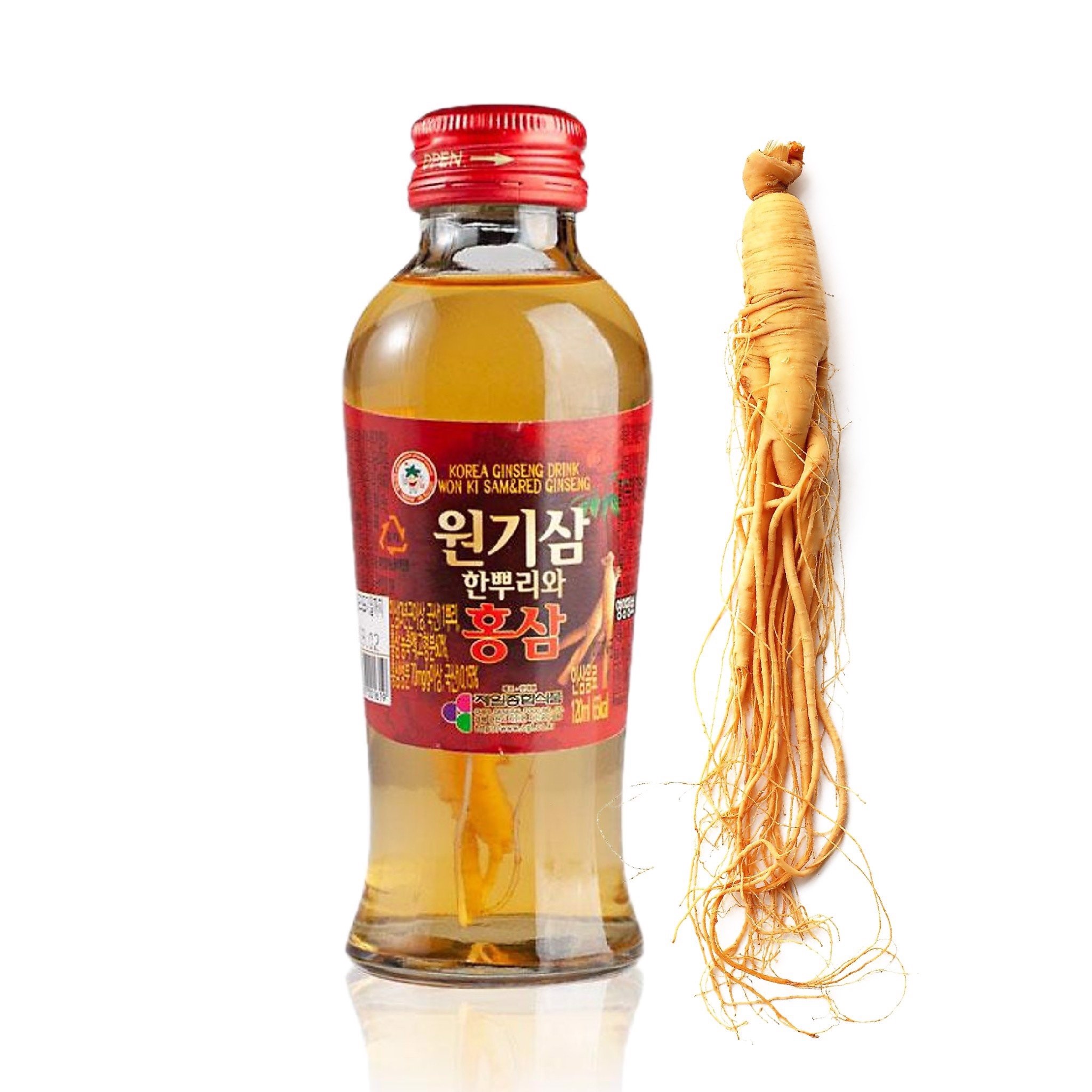 Nước Hồng Sâm Có Củ Won Ki Sam - Korea Ginseng Drink (120ml x 10 chai)