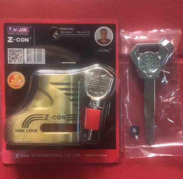 Combo ổ khoá đĩa xe máy Z-CON + phôi chìa khoá INOX xe EXCITER