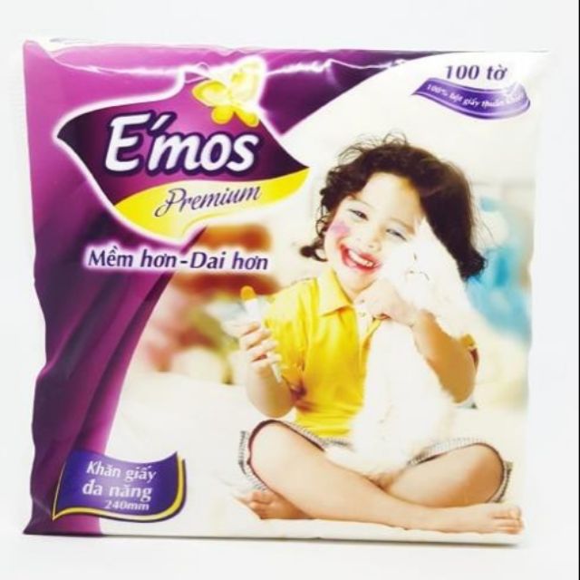 bịch khăn giấy ăn cao cấp Emos bịch 100 tờ
