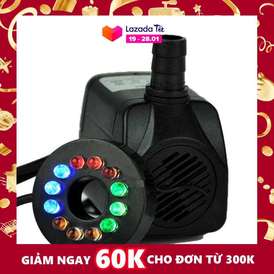 Máy bơm chìm 10W 525l/h kèm 12 bóng LED nhiều màu cho thác nước mini