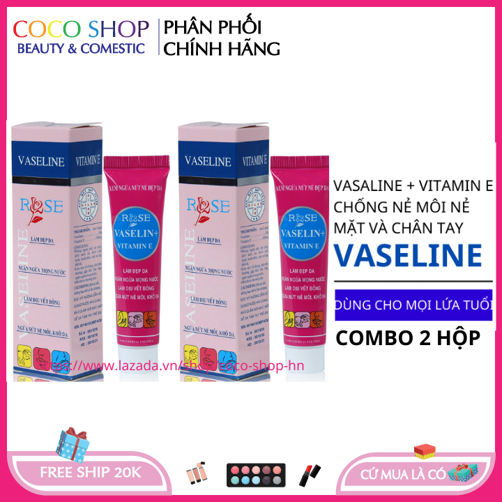 Combo 2 tuýp Vaseline dưỡng môi nam nữ không màu Hàng Việt Nam Chất Lượng Cao - Coco shop HN