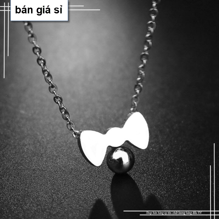[HCM][Giá Hủy DIệt] [Dây Chuyền Nữ Bán Chạy Nhất] Dây chuyền inox nữ Nơ và Bi