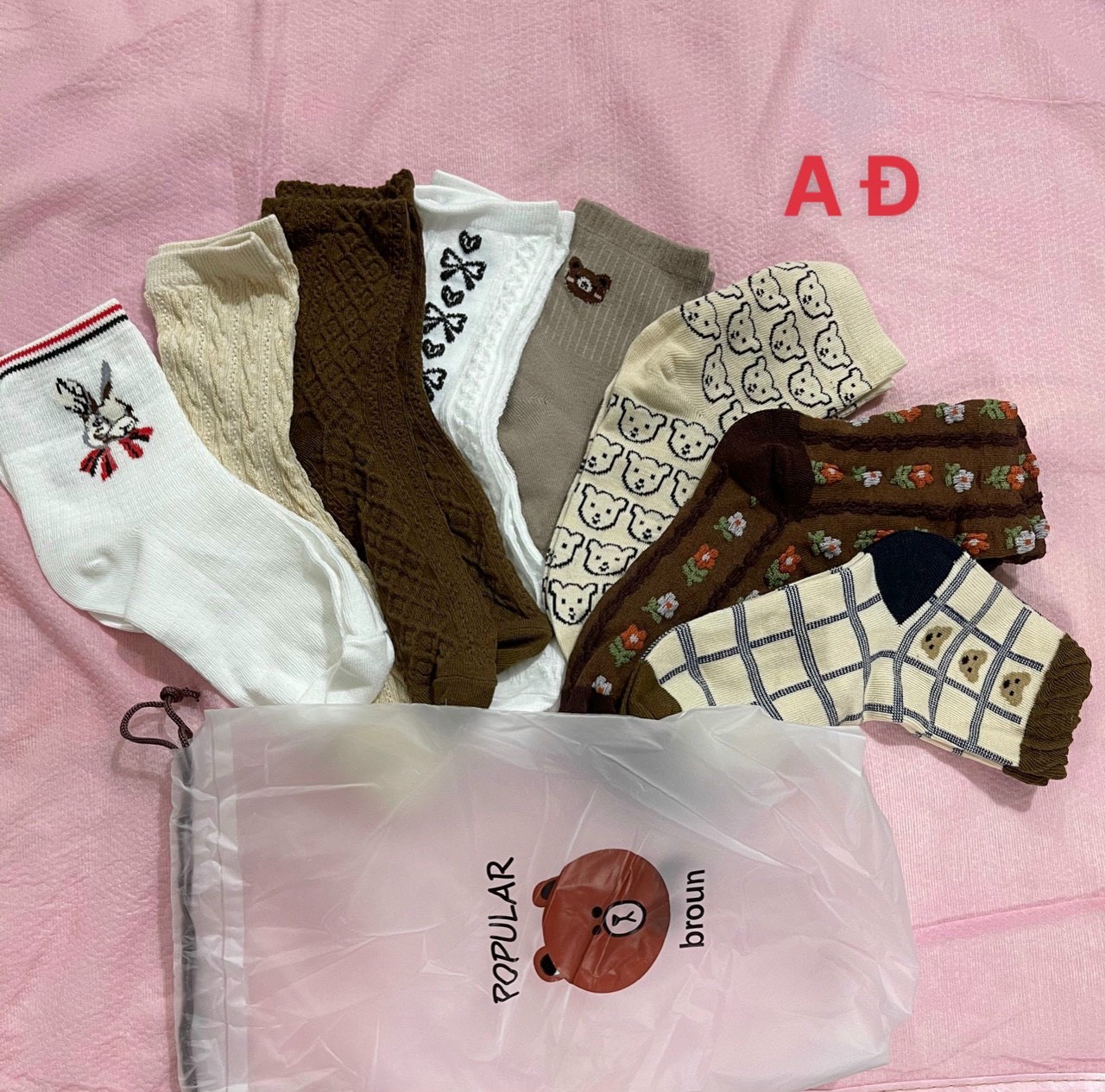 Set 8 Đôi Tất Nữ Hàn Quốc Vintage Siêu Xinh