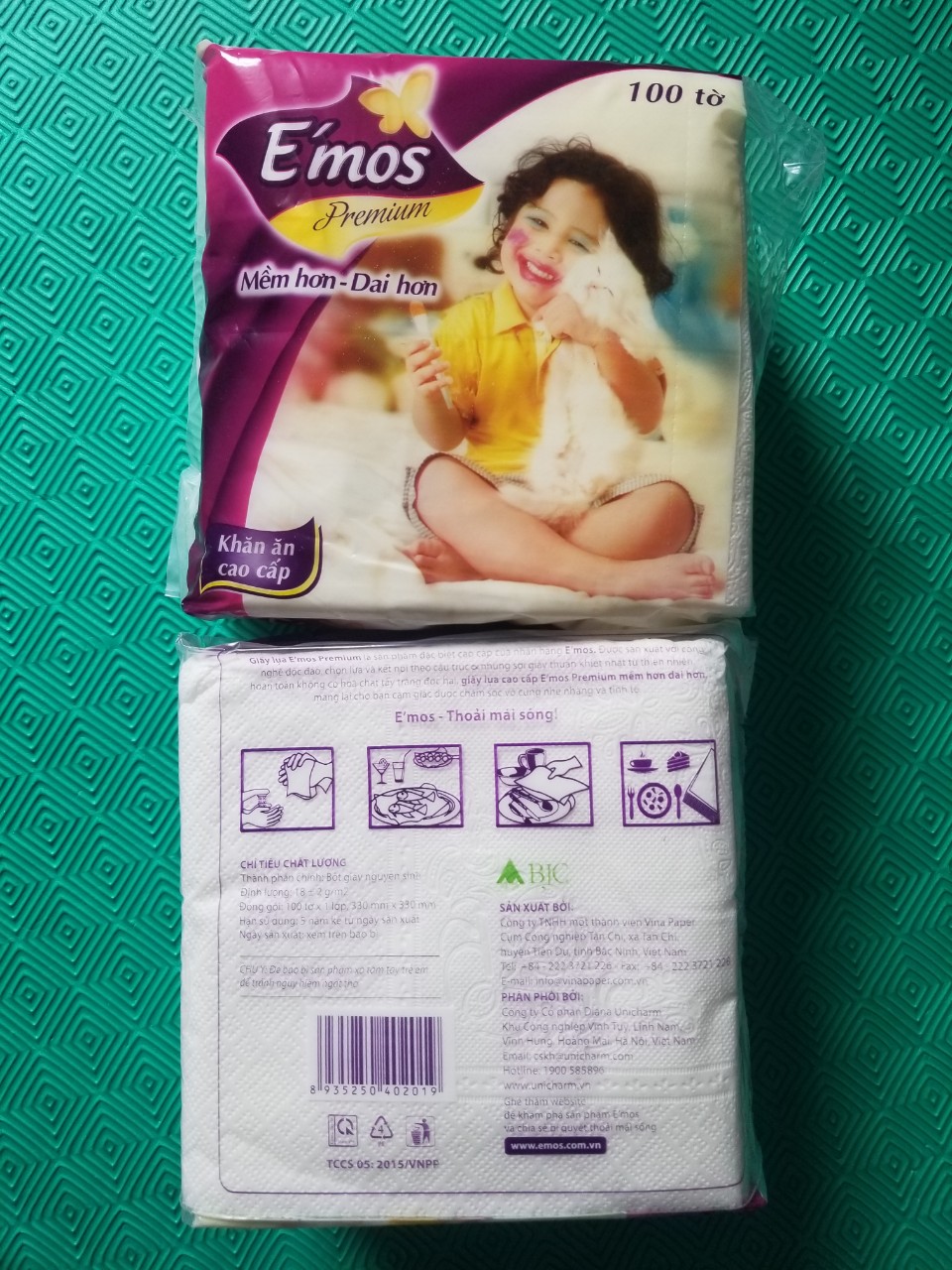 Khăn ăn Emos loại 100 tờ (combo 2 bịch)