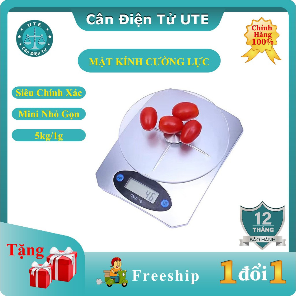 [HCM]Cân Điện Tử Mini 5kg Mặt Kính Cường Lực Độ Chính Xác Cao Dùng Cho Nhà Bếp Làm Bánh ( Màu Bạc )