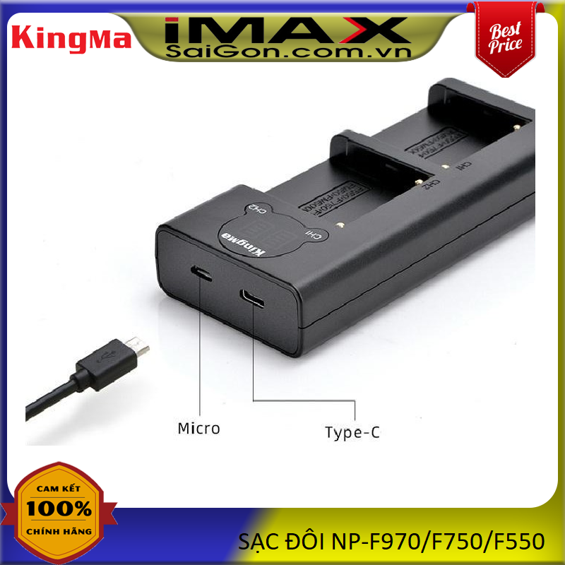 Sạc đôi kingma for sony np-f970/f750/f550