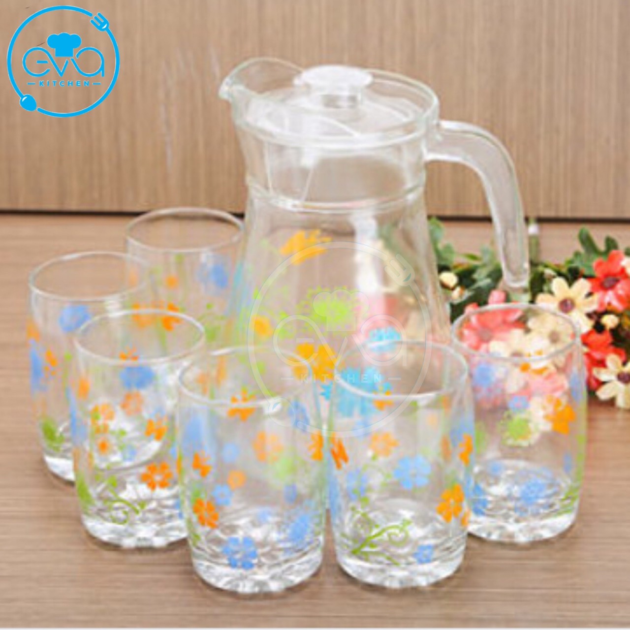 [HCM]Bộ Bình 6 Ly Thủy Tinh Hoa Văn Cao Cấp M1076