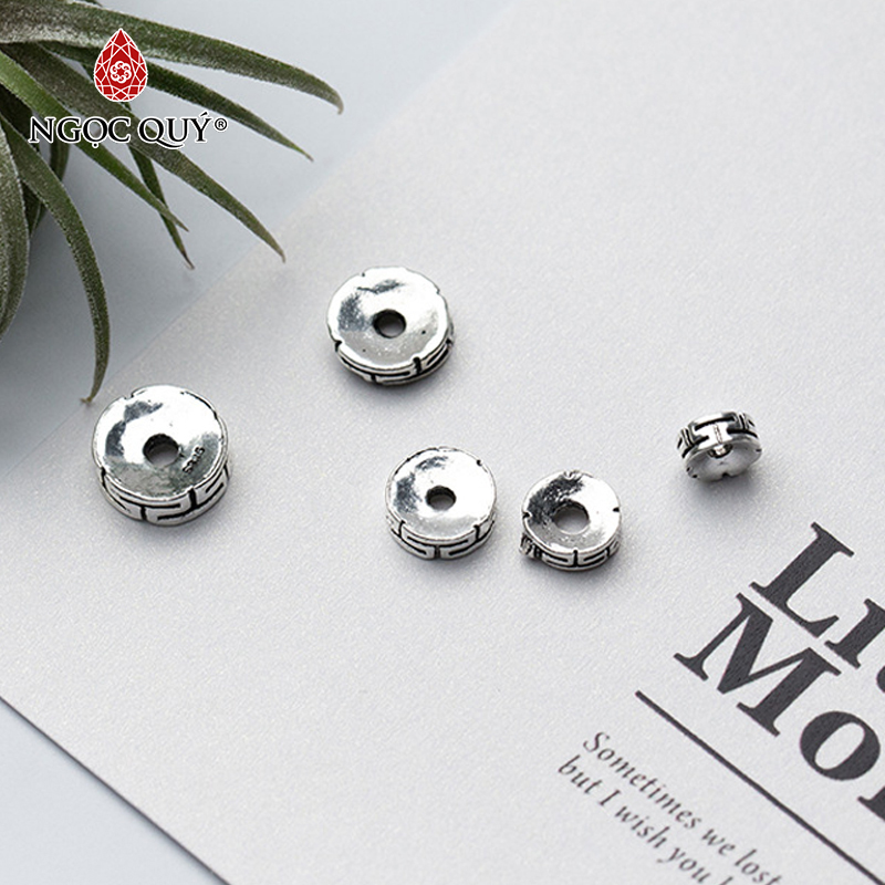 [HCM]Charm bạc s925 chặn hạt họa tiết hoa văn (charm chặn hạt) size 8mm