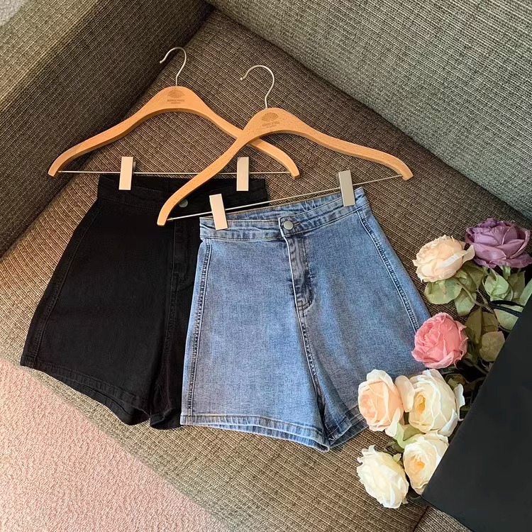 Quần short jean lưng cao ống rộng