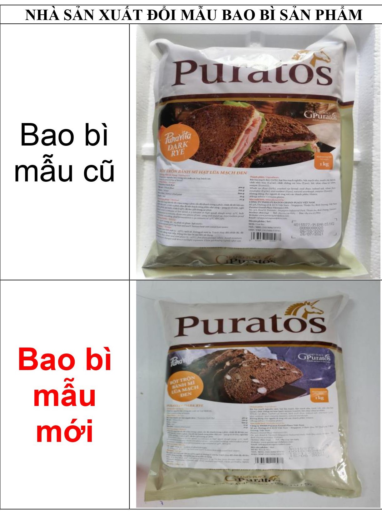 [Túi 1 Kg – DARK RYE] BỘT BÁNH MÌ HẠT LÚA MẠCH ĐEN [VN] PURATOS Bread Flour Puravita (prt-hk5)