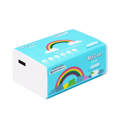 Giấy Rút Cầu Vồng MyLan 3 Lớp (300 Tờ/Gói, 10 Gói/Xách)
