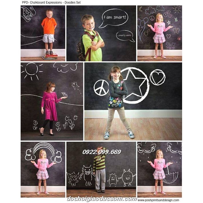 Giấy decal dán tường bảng -xanh-đen-trắng (200cm x 60cm / tấm)
