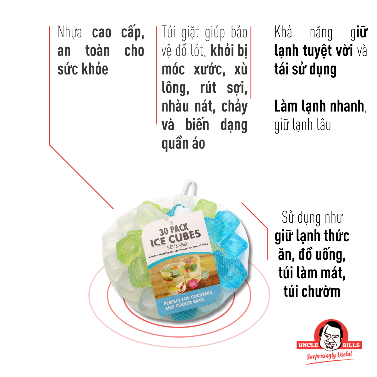 Túi 30 Đá Viên Giữ Đá Lạnh Uncle Bills OB0343