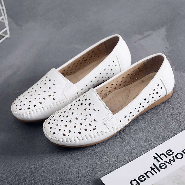 Giày lười nữ, Giày mọi nữ, giày búp bê nữ thoáng khí êm chân họa tiết ngôi sao siêu xinh