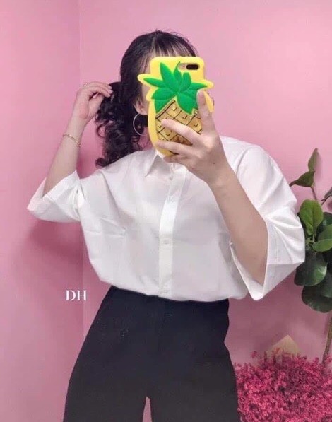 Áo Sơ Mi Trắng Tay Lỡ Unisex Lụa mềm mịn, không nhăn Sơ Mi trắng học sinh tay lỡ