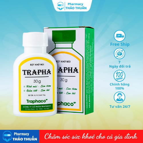 Bột khử mùi trapha khử mùi hôi chân, khử mùi hôi nách traphaco lọ 30g