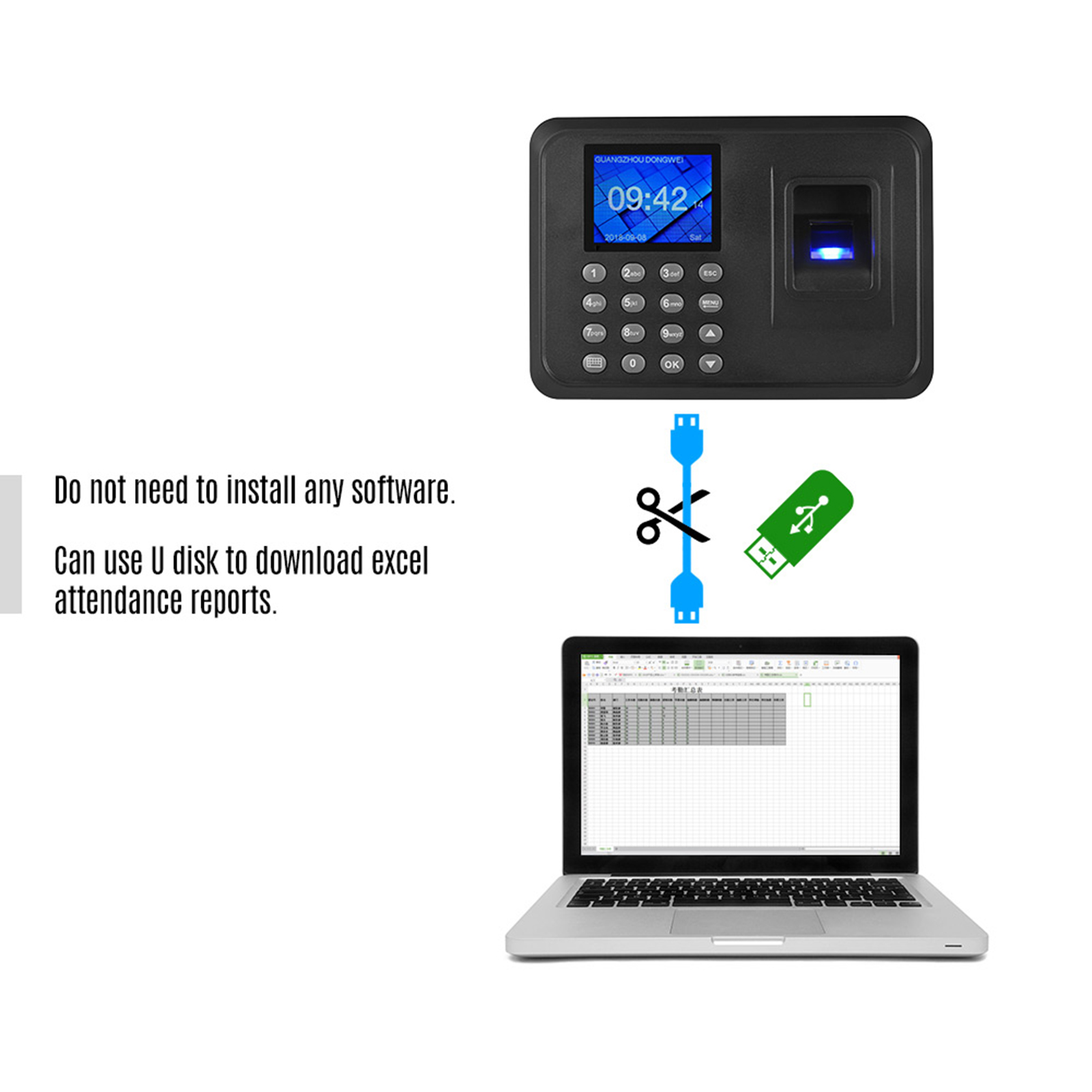 Máy Chấm Công Quét Vân Tay 911(Tặng USB 8GB/16G + Video Hướng dẫn sử dụng - Part + Full time)