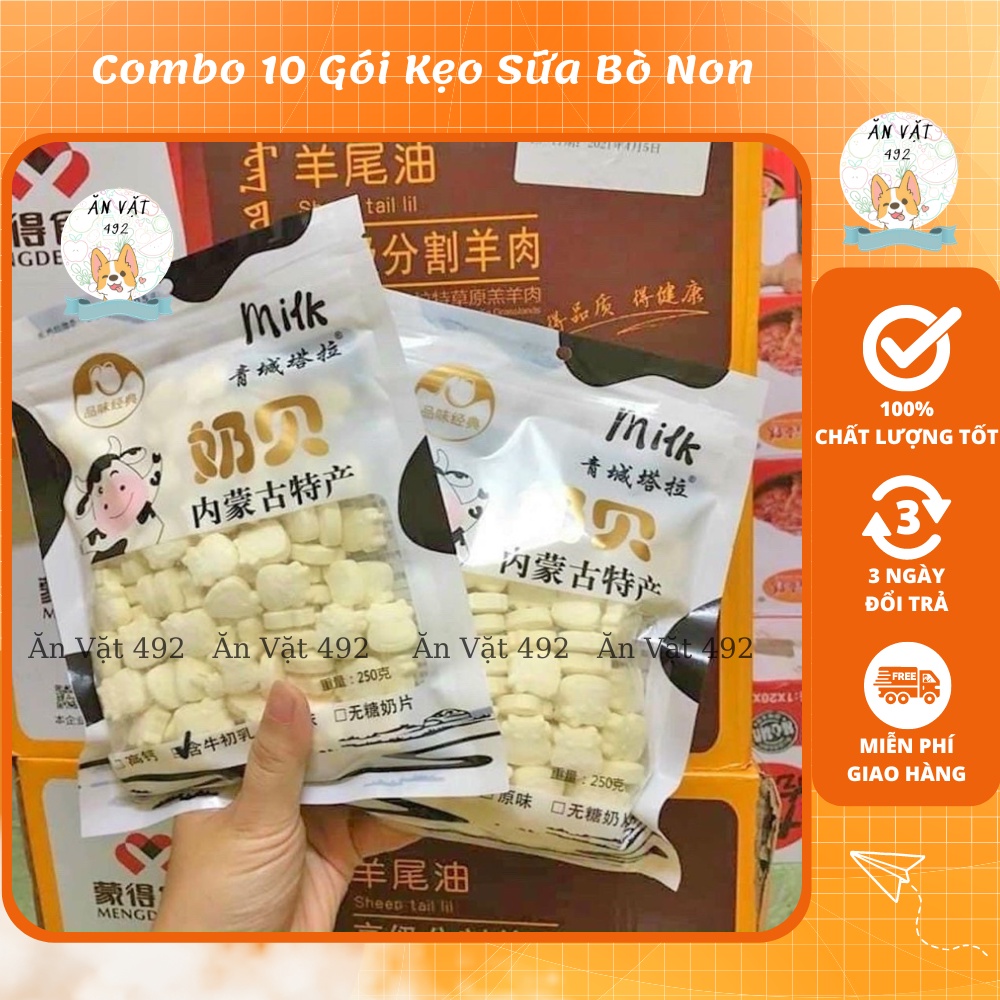Combo 10 gói kẹo sữa bò non nén viên - ăn vặt 492