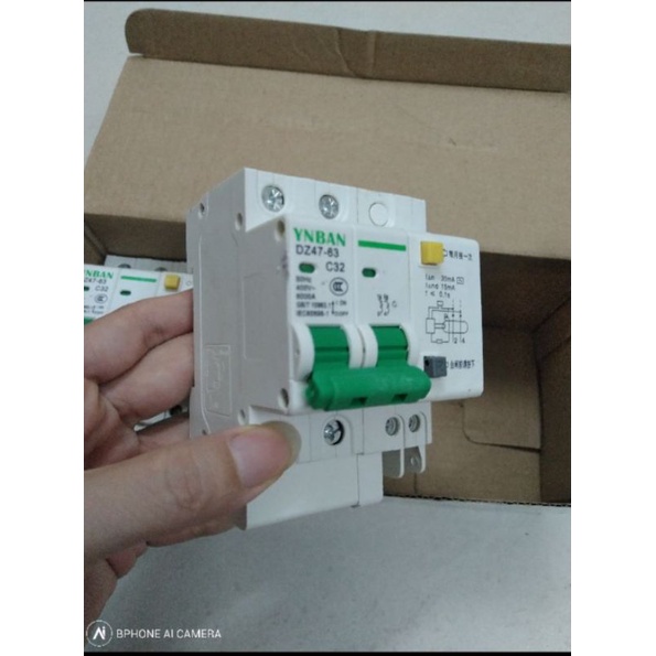 (HÀNG CHẤT LƯỢNG) Aptomat DZ47Chống Giật 2 Pha C20A - C32A -C63A