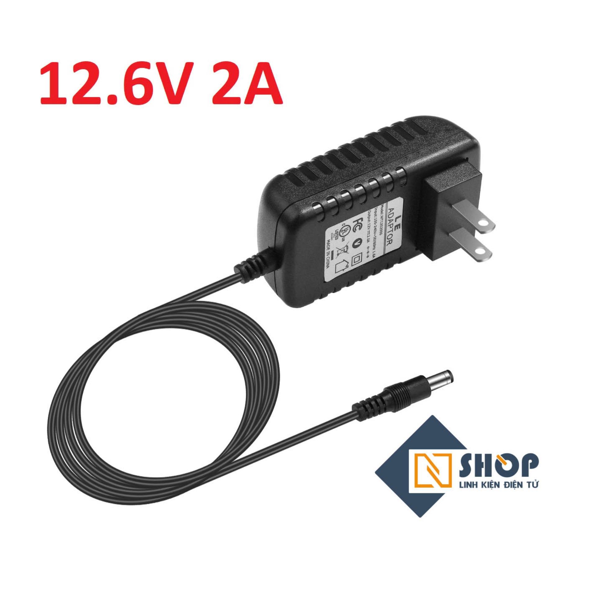 Adapter Sạc 12.6V 2A có đèn báo đầy