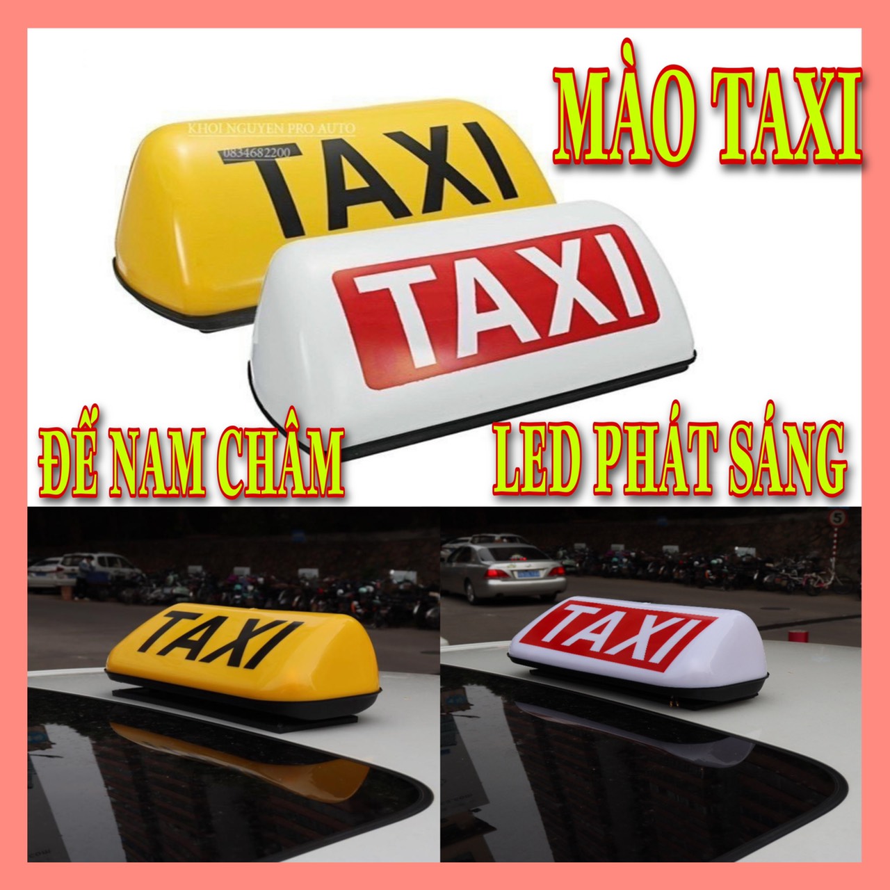 Mào taxi - có đèn - đế nam châm