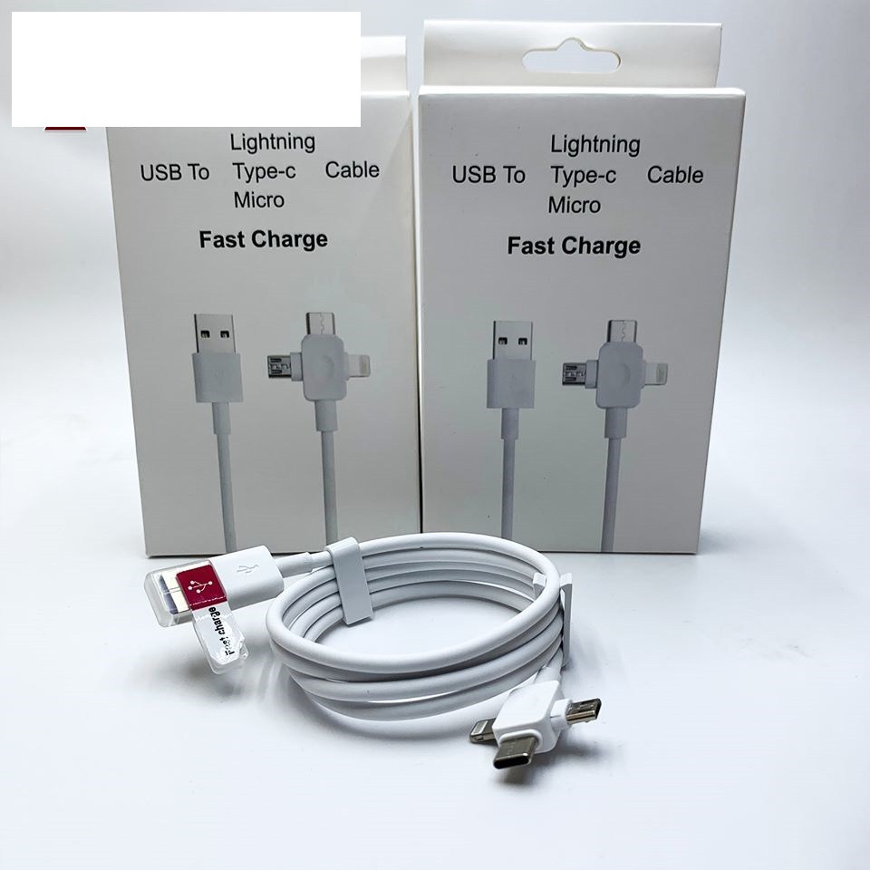 Cáp chia 3 đầu cao cấp đủ cổng Micro USB Type-C Lightning tiện dụng dài 1m