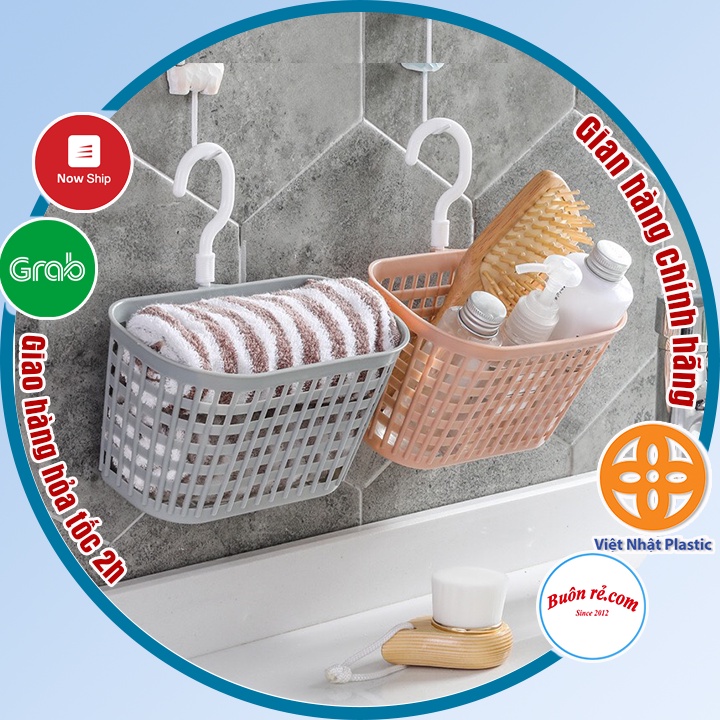 Rổ treo bồn rửa chén, nhà tắm có móc Việt Nhật (3241) - Rổ nhựa có móc treo đồ đa năng tiện ích