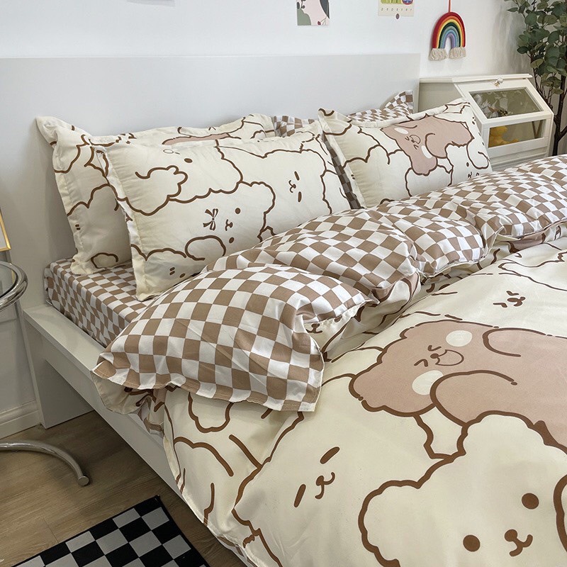 Chăn ga gối cotton poly - Mẫu gấu baby