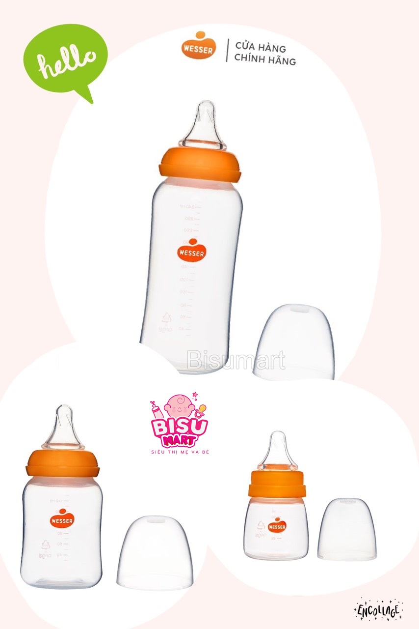 Bình Sữa Wesser Cổ Hẹp PP Mẫu mới 60ml - 140ml - 250ml