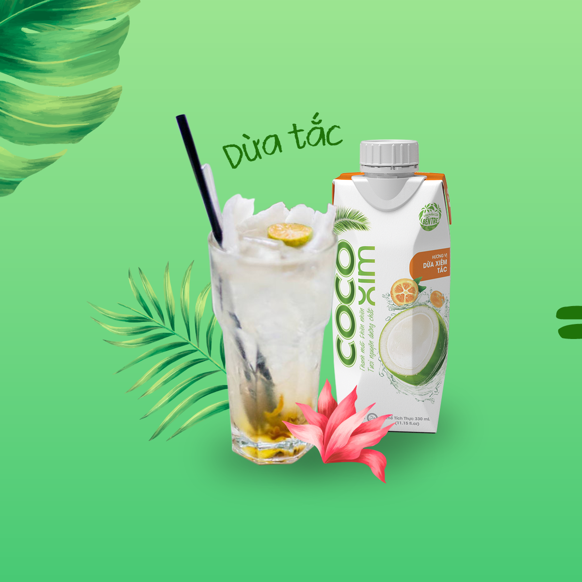 Nước dừa đóng hộp Cocoxim Tắc 330ml