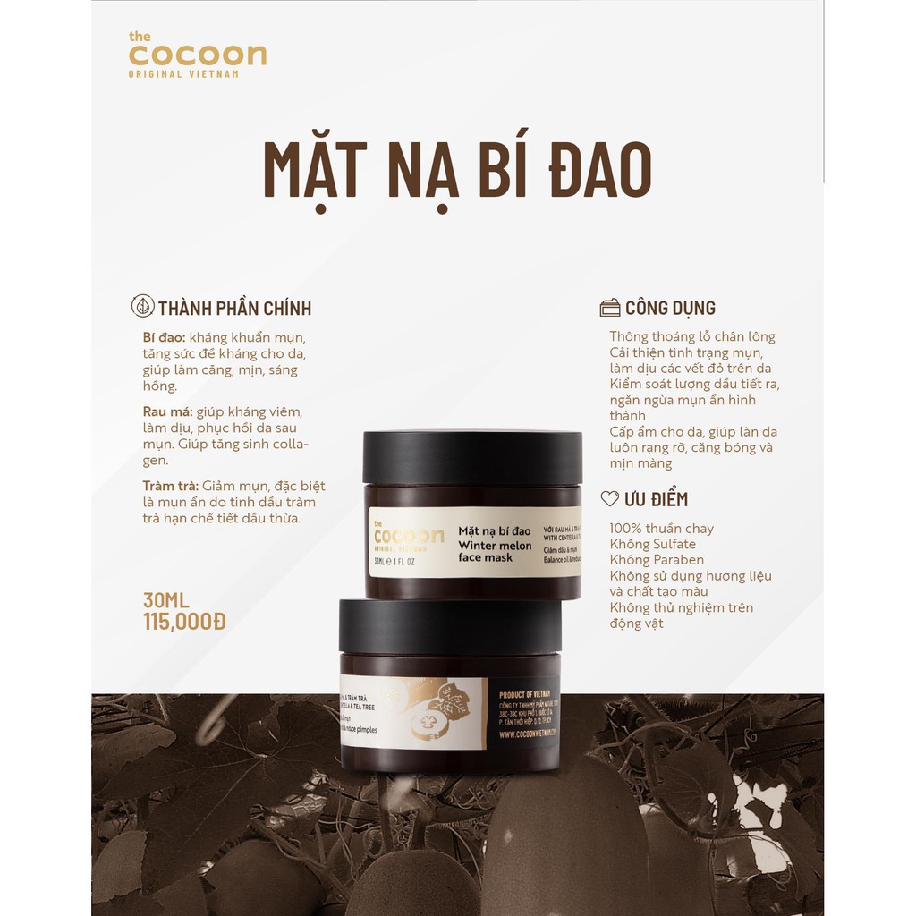 - Mặt Nạ Bí Đao Cocoon 30Ml