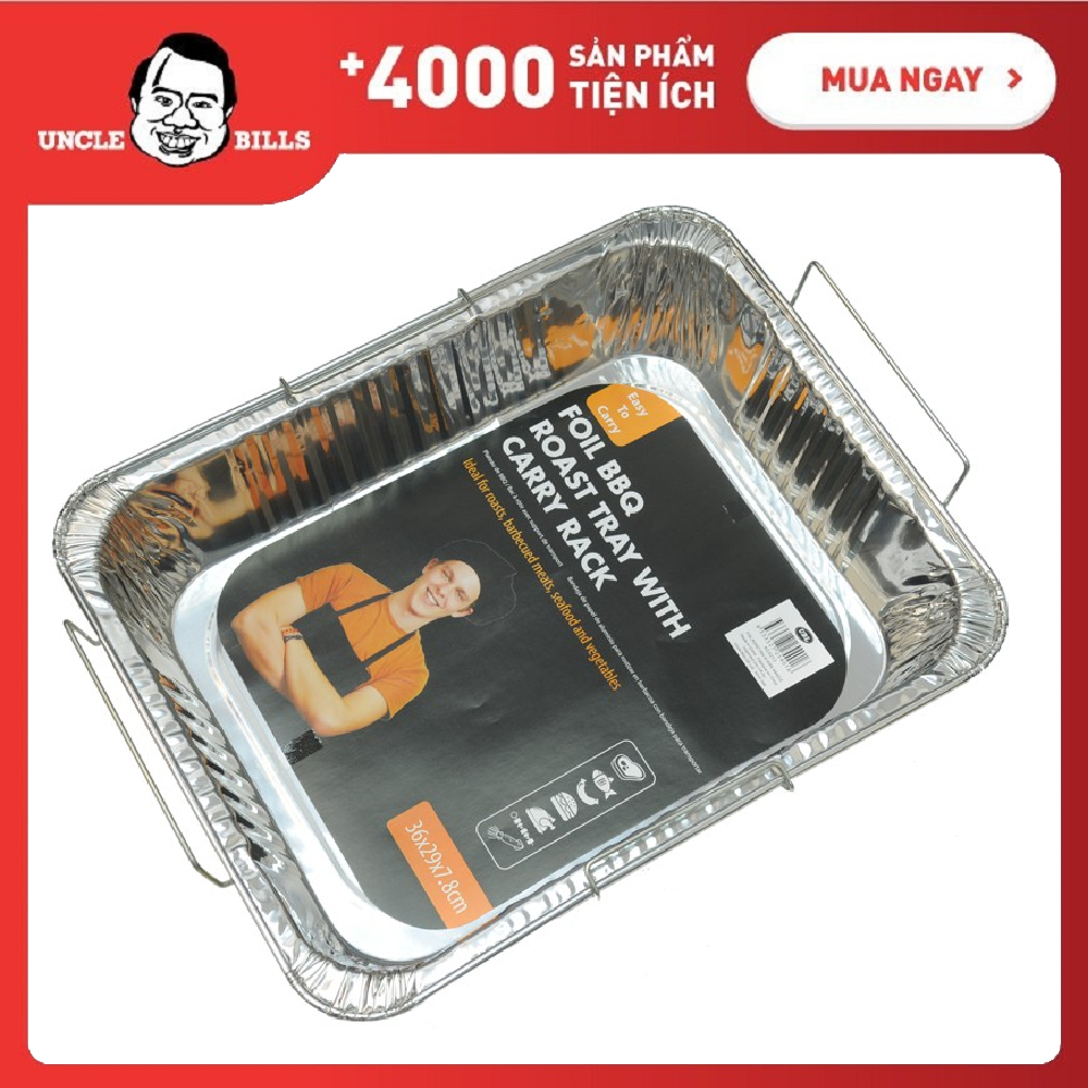 Khay Nướng Giấy Bạc Có Tay Cầm Tiện Dụng Size Lớn 36 x 29 x 7cm Uncle Bills KC0213 - Hàng Nhập Khẩu