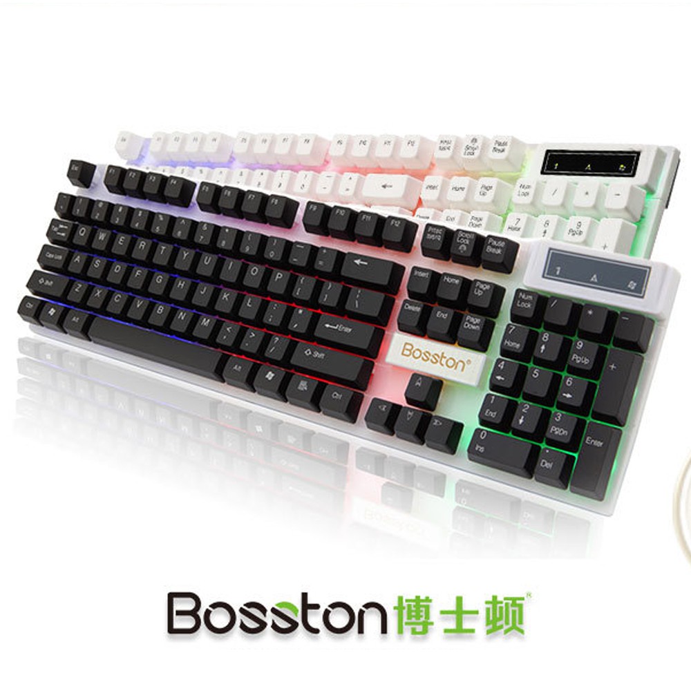 Bàn phím game Bosston K310/G808 LED 7 màu (Đen-Trắng)