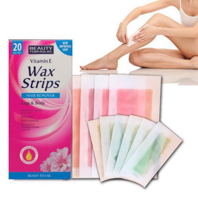HCMMiếng dán tẩy lông Beauty Formulas Wax Strips Legs and Body - hộp 20