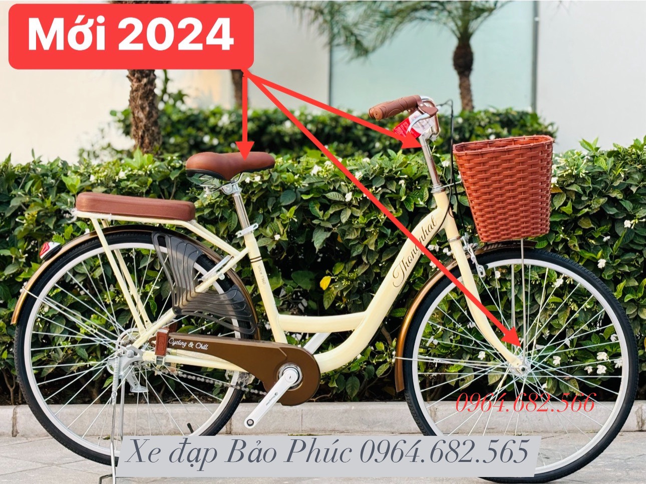 Xe đạp mini nữ Thống Nhất New 24/26 inch (Tặng khoá càng + chắn chân bé + chuông + lục giác)