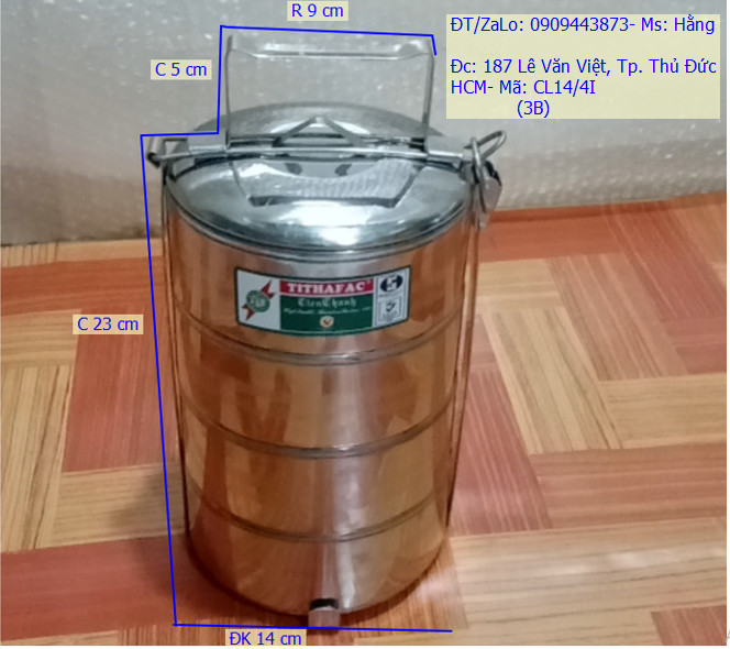 [HCM]CẶP LỒNG CÀ MÈN 4 NGĂN INOX CAO CẤP CÓ QUAI XÁCH -