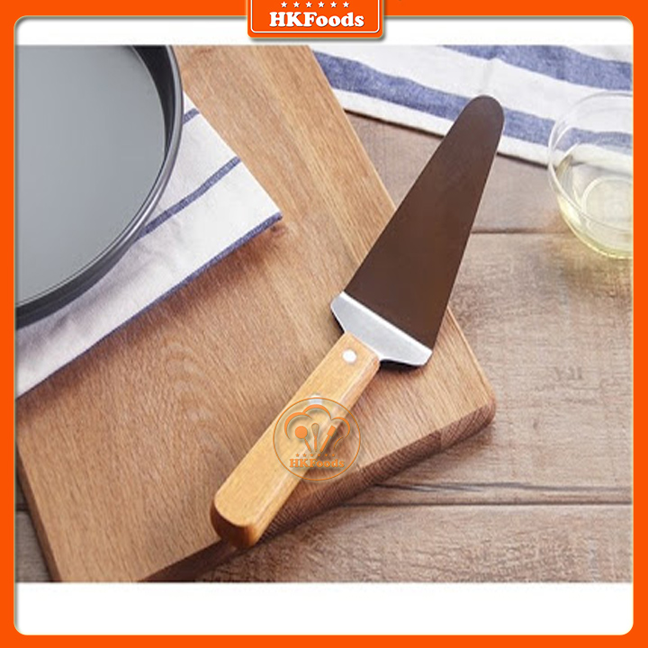 Xẻng múc bánh, dụng cụ xúc bánh, dỡ bánh pizza cán gỗ hình tam giác