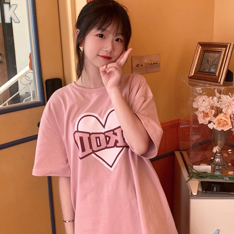 ÁO THUN HỒNG IN HÌNH TRÁI TYM LKOD