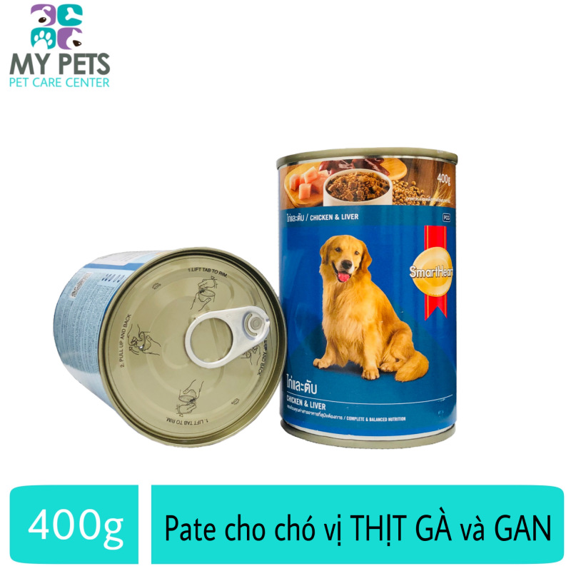 Thức Ăn Pate SmartHeart Hương Vị Thịt Gà & Gan Cho Chó Lớn - lon 400g