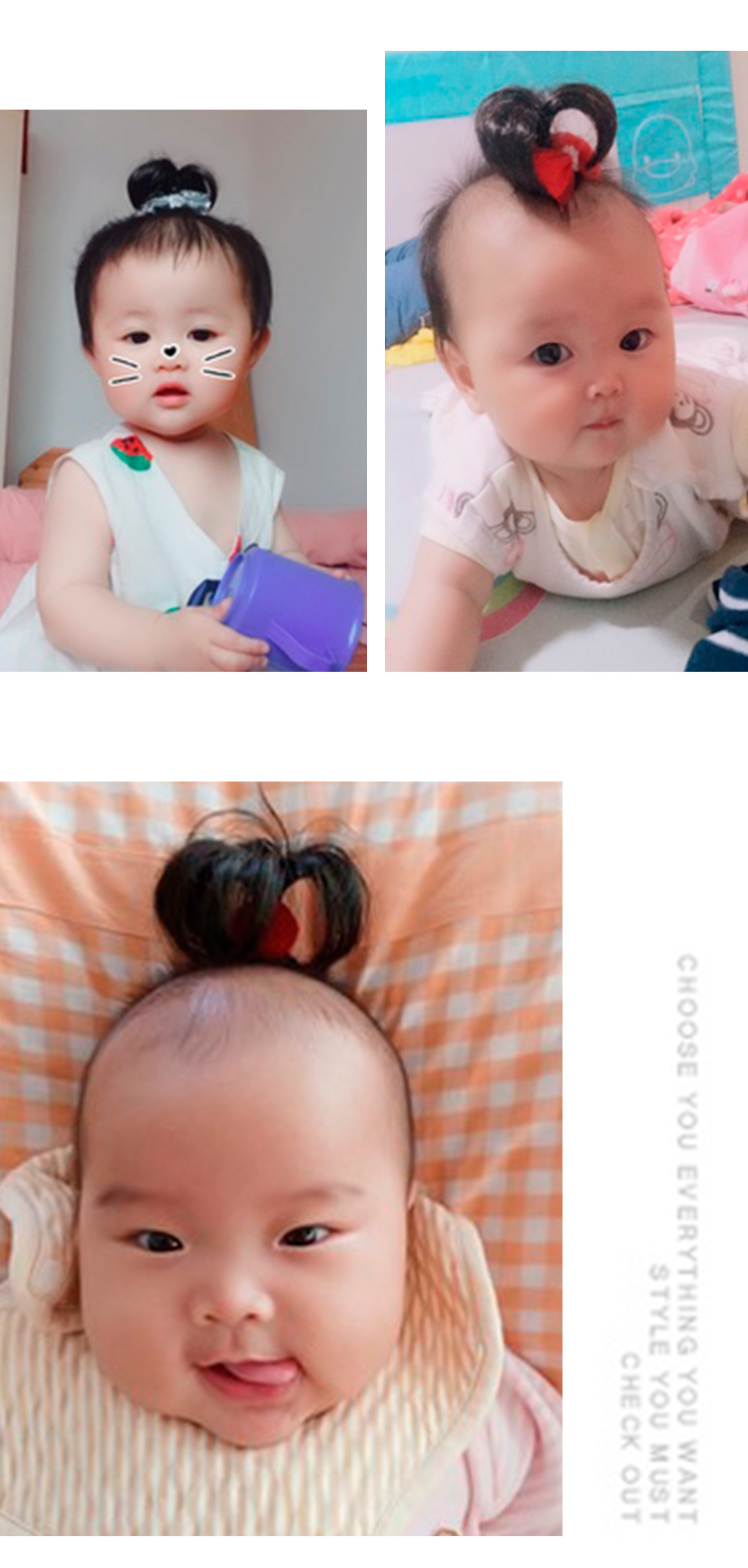 kẹp chùm tóc giả cute cho bé