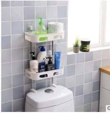 Kệ trên bồn vệ sinh 2 tầng ,kệ dán tiện lợi-kệ trên tolet-kệ để đồ sau bồn cầu-kệ sau bồn cầu 2 tầng