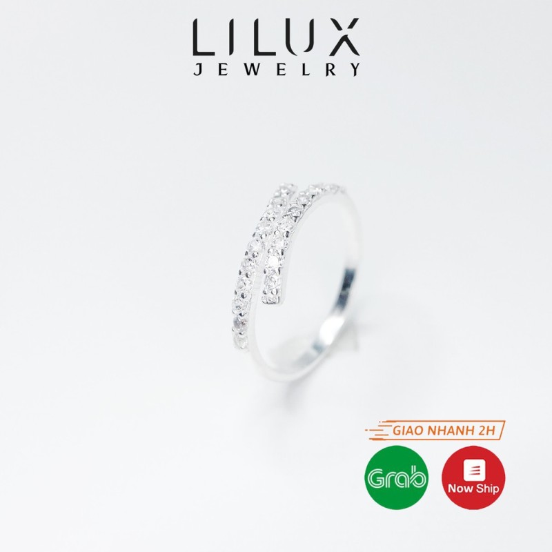 Nhẫn bạc nữ đính đá LILUX Freesize