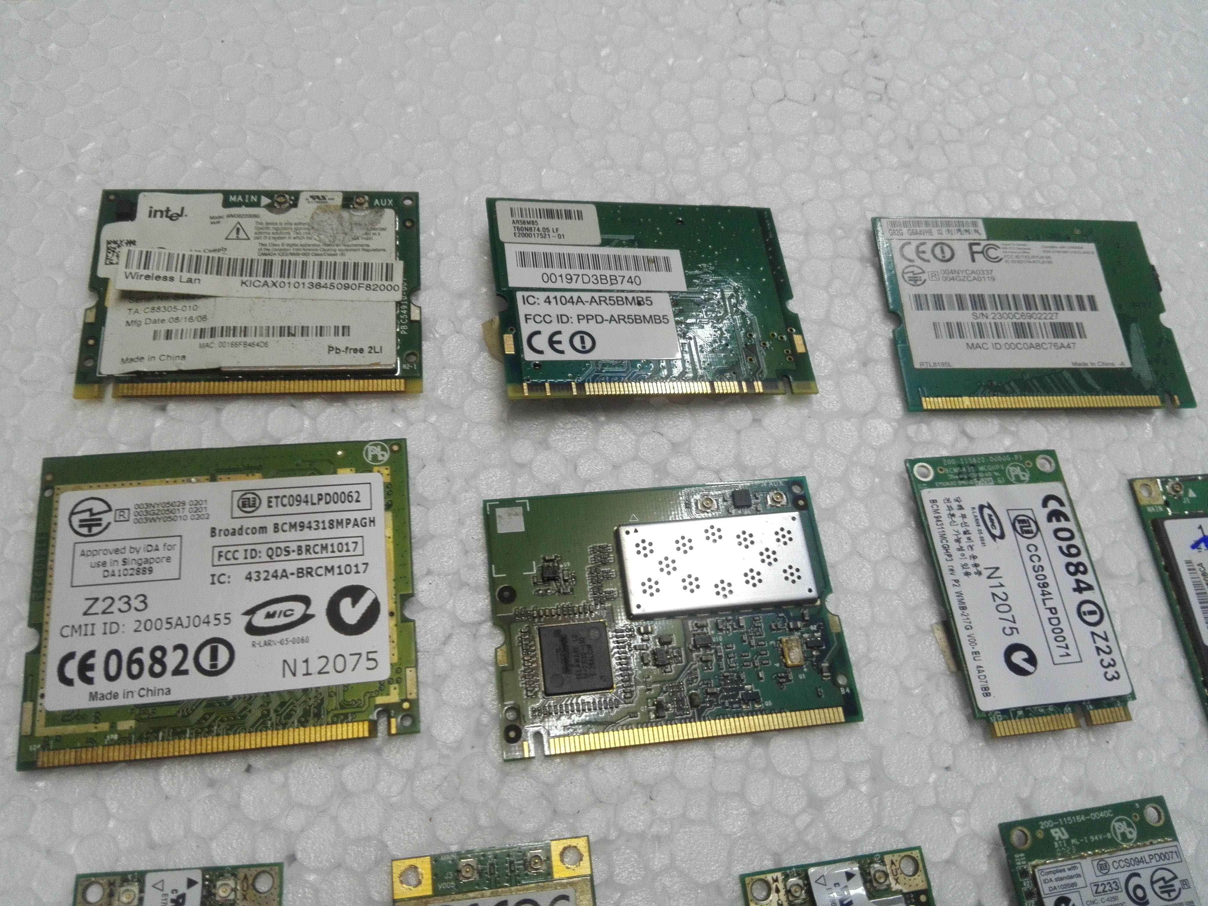 Thẻ WIFI Mini PCI chuẩn cho máy laptop, 18 miếng, đa dạng mẫu mã, phù hợp cho linh kiện máy tính.