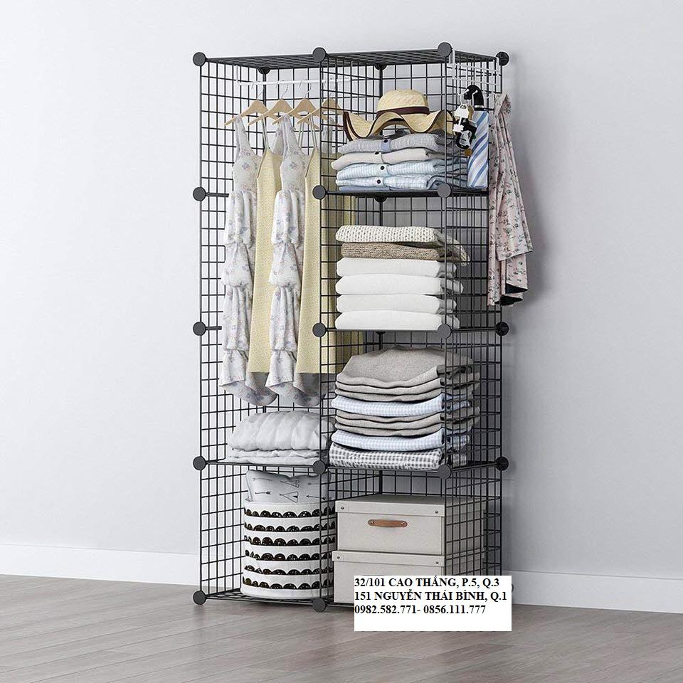 KỆ LƯỚI LẮP GHÉP 8 NGĂN (TẶNG THANH TREO QUẦN ÁO) - KỆ SÁCH THÔNG MINH - KỆ LƯỚI SẮT SƠN TĨNH ĐIỆN CHỐNG GỈ SÉT - DECOR KỆ TRANG TRÍ- NỘI THẤT PHÒNG NGỦ PHÒNG LÀM VIỆC