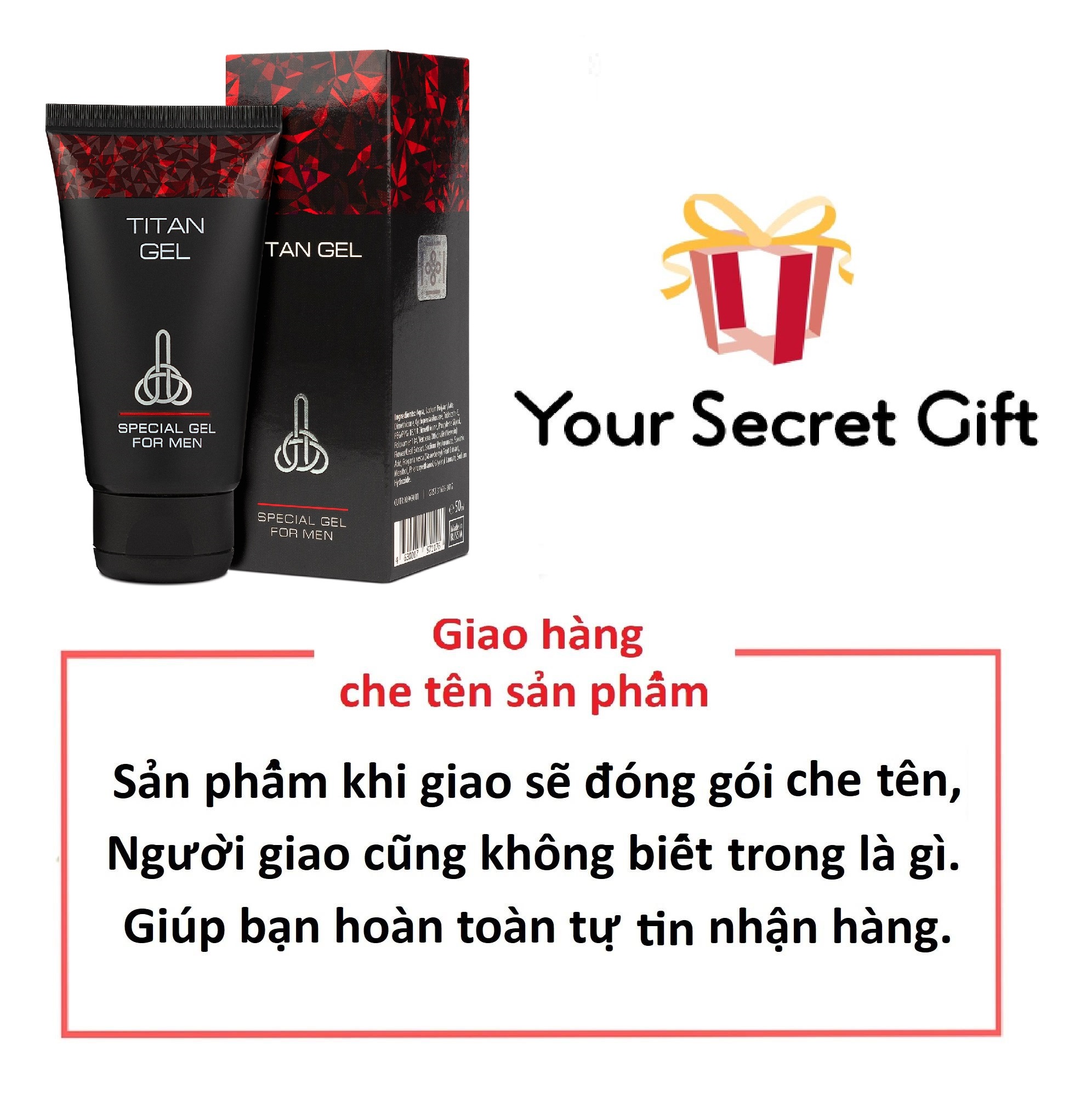 (Lô mới nhất) Titan Gel Nga cao cấp - Gel dành cho nam - hàng chính hãng - tăng kích thước cho cậu bé (Che tên khi giao hàng)