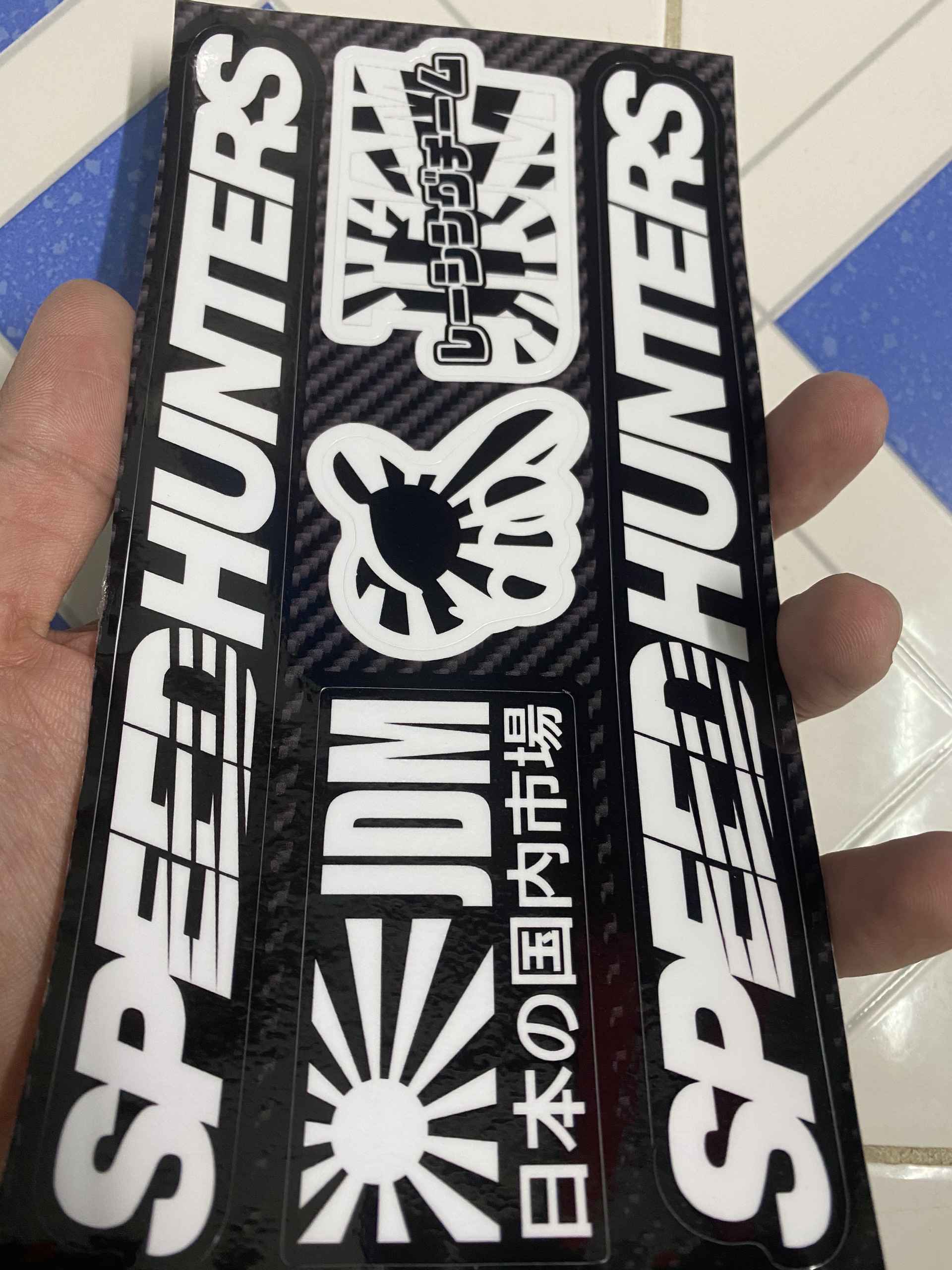 SÉT TEM LOGO SPEEDHUNTER CHỮ TRẮNG 10X19CM