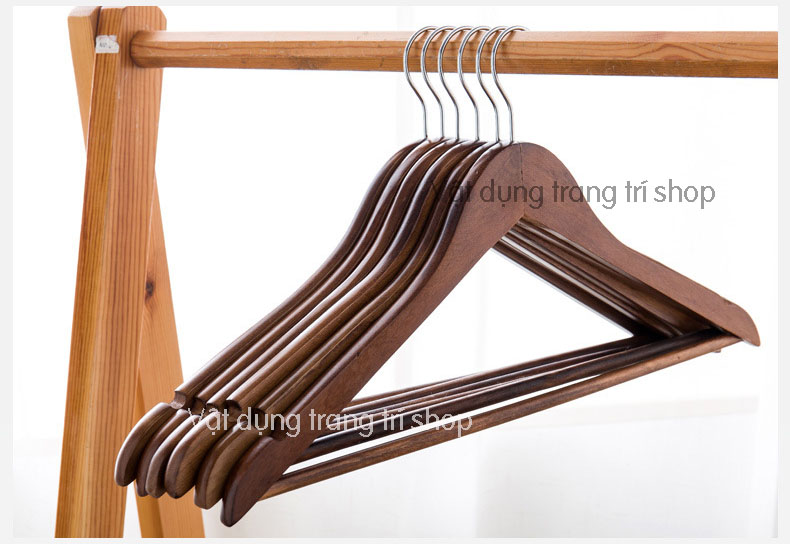 Móc Gỗ Treo Quần Áo Thanh Ngang 44.5cm ( Bộ 10 móc )